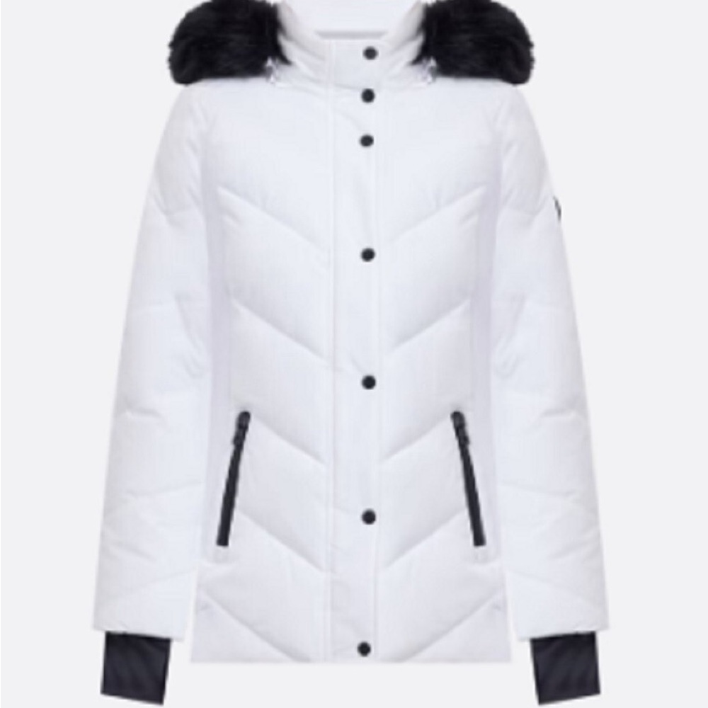 🌷HP🌷❤️🌟Price Drop🌟❤️Michael Kors Snowy White Puffer with Black Faux Fur Trim - Picture 3 of 16